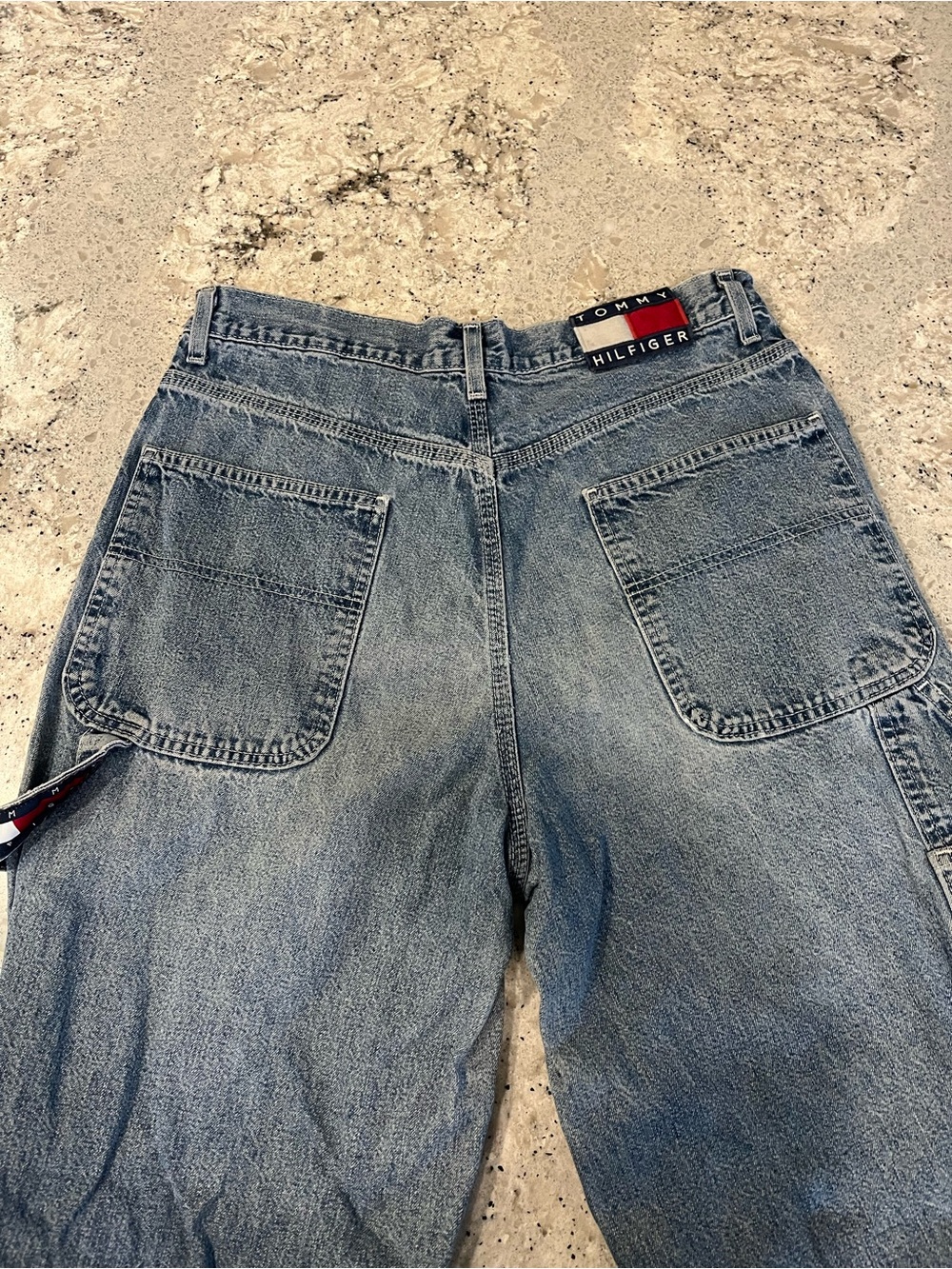 Vintage Tommy Hilfiger Men’s Washed Blue Relaxed Carpenter Jeans - Picture 4 of 11